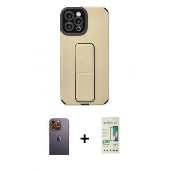 MARSİLYAN™- iPhone 12 Pro Max Kılıf Çekirdek Yansıma - Siyah 20D Premium Cam Ekran Koruyucu + Neon Fosforlu Kamera Lens - SI
