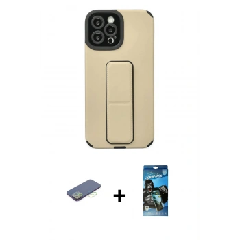 MARSİLYAN™- iPhone 12 Pro Max Kılıf Çekirdek Yansıma - Siyah 34D Izgaralı Cam + Renkli Kamera Lens Koruma Cam - YL