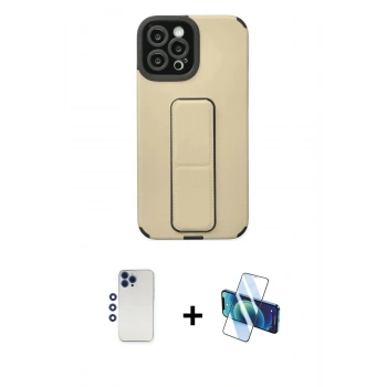 MARSİLYAN™- iPhone 12 Pro Max Kılıf Çekirdek Yansıma - Siyah 3D Antistatik Cam Ekran Koruyucu + Shine Kamera Lens - LT