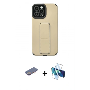 MARSİLYAN™- iPhone 12 Pro Max Kılıf Çekirdek Yansıma - Siyah 3D Antistatik Cam Ekran Koruyucu + Renkli Kamera Lens Koruma Cam - PE