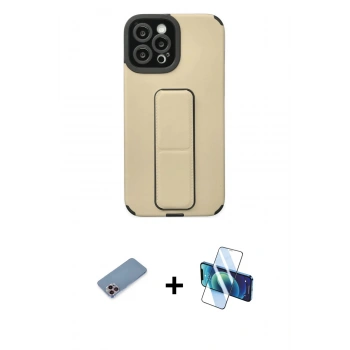 MARSİLYAN™- iPhone 12 Pro Max Kılıf Çekirdek Yansıma - Siyah 3D Antistatik Cam Ekran Koruyucu + Shine Kamera Lens Koruma Cam - PE