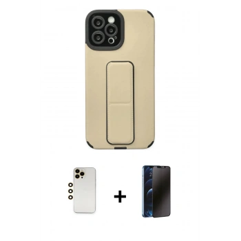 MARSİLYAN™- iPhone 12 Pro Max Kılıf Çekirdek Yansıma - Siyah 3D Antistatik Hayalet Cam Ekran Koruyucu + Shine Kamera Lens - GD