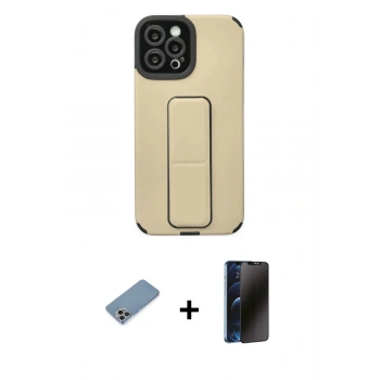 MARSİLYAN™- iPhone 12 Pro Max Kılıf Çekirdek Yansıma - Siyah 3D Antistatik Hayalet Cam Ekran Koruyucu + Shine Kamera Lens Koruma Cam - GI