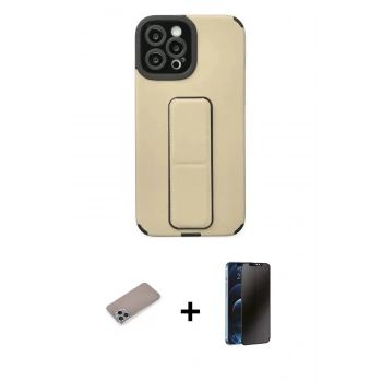 MARSİLYAN™- iPhone 12 Pro Max Kılıf Çekirdek Yansıma - Siyah 3D Antistatik Hayalet Cam Ekran Koruyucu + Shine Kamera Lens Koruma Cam - SABE