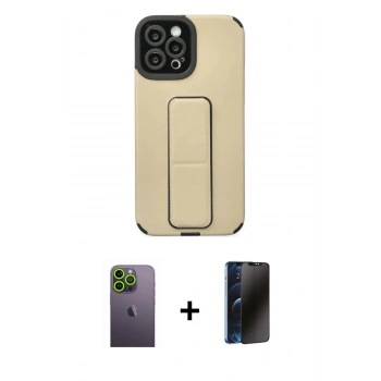 MARSİLYAN™- iPhone 12 Pro Max Kılıf Çekirdek Yansıma - Siyah 3D Antistatik Hayalet Cam Ekran Koruyucu + Neon Fosforlu Kamera Lens - YL