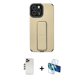 MARSİLYAN™- iPhone 12 Pro Max Kılıf Çekirdek Yansıma - Siyah 3D Antistatik Seramik Nano Ekran Koruyucu + Shine Kamera Lens - GD