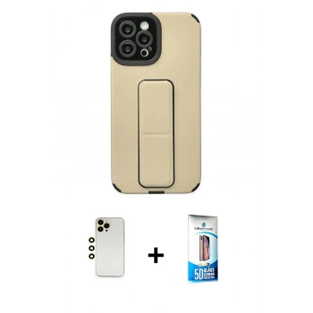 MARSİLYAN™- iPhone 12 Pro Max Kılıf Çekirdek Yansıma - Siyah 5D Eko Cam Ekran Koruyucu + Shine Kamera Lens - GD