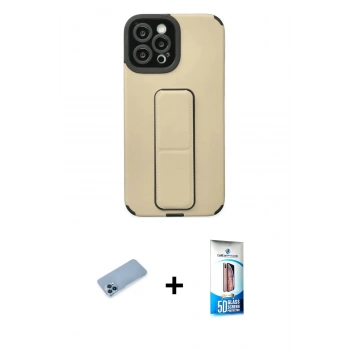 MARSİLYAN™- iPhone 12 Pro Max Kılıf Çekirdek Yansıma - Siyah 5D Eko Cam Ekran Koruyucu + Shine Kamera Lens Koruma Cam - MI