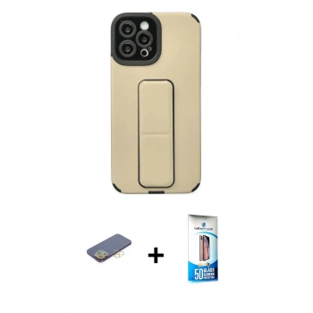 MARSİLYAN™- iPhone 12 Pro Max Kılıf Çekirdek Yansıma - Siyah 5D Eko Cam Ekran Koruyucu + Renkli Kamera Lens Koruma Cam - SI