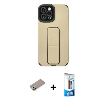 MARSİLYAN™- iPhone 12 Pro Max Kılıf Çekirdek Yansıma - Siyah 5D Eko Cam Ekran Koruyucu + Shine Kamera Lens Koruma Cam - SABE