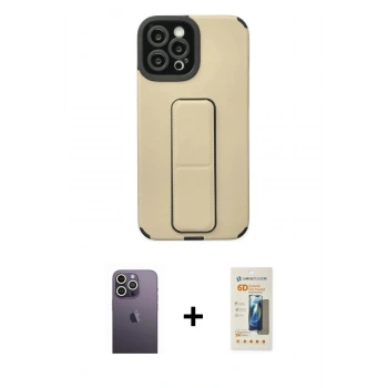 MARSİLYAN™- iPhone 12 Pro Max Kılıf Çekirdek Yansıma - Siyah 6D Mat Seramik Hayalet Nano Ekran Koruyucu + Neon Fosforlu Kamera Lens - BZ