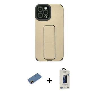 MARSİLYAN™- iPhone 12 Pro Max Kılıf Çekirdek Yansıma - Siyah Bilvis Hayalet Cam Ekran Koruyucu + Shine Kamera Lens Koruma Cam - GD