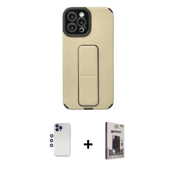 MARSİLYAN™- iPhone 12 Pro Max Kılıf Çekirdek Yansıma - Siyah Bilvis Hayalet Cam Ekran Koruyucu + Shine Kamera Lens - LT