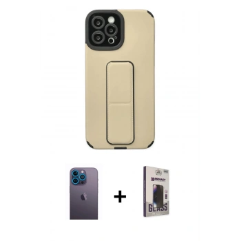 MARSİLYAN™- iPhone 12 Pro Max Kılıf Çekirdek Yansıma - Siyah Bilvis Hayalet Cam Ekran Koruyucu + Neon Fosforlu Kamera Lens - MI