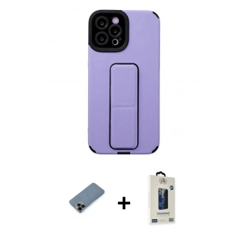 MARSİLYAN™- iPhone 12 Pro Max Kılıf Çekirdek Yansıma - Siyah Bilvis Hayalet Cam Ekran Koruyucu + Shine Kamera Lens Koruma Cam - SH
