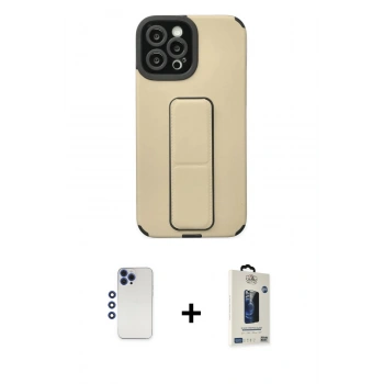 MARSİLYAN™- iPhone 12 Pro Max Kılıf Çekirdek Yansıma - Siyah Bilvis Hayalet Cam Ekran Koruyucu + Shine Kamera Lens - LT