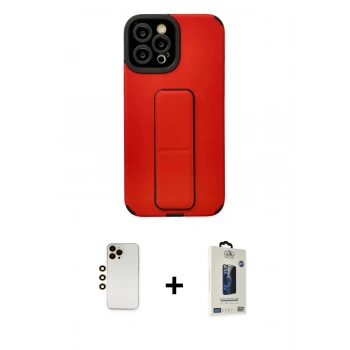 MARSİLYAN™- iPhone 12 Pro Max Kılıf Çekirdek Yansıma - Siyah Bilvis Hayalet Cam Ekran Koruyucu + Shine Kamera Lens - GD