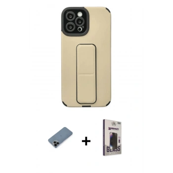 MARSİLYAN™- iPhone 12 Pro Max Kılıf Çekirdek Yansıma - Siyah Bilvis Hayalet Cam Ekran Koruyucu + Shine Kamera Lens Koruma Cam - SH