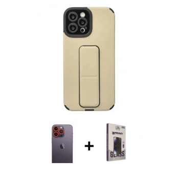 MARSİLYAN™- iPhone 12 Pro Max Kılıf Çekirdek Yansıma - Siyah Bilvis Hayalet Cam Ekran Koruyucu + Neon Fosforlu Kamera Lens - TU