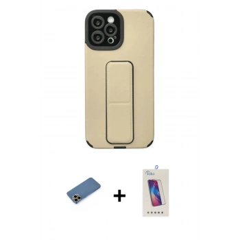 MARSİLYAN™- iPhone 12 Pro Max Kılıf Çekirdek Yansıma - Siyah Joko 5D Cam + Shine Kamera Lens Koruma Cam - GD