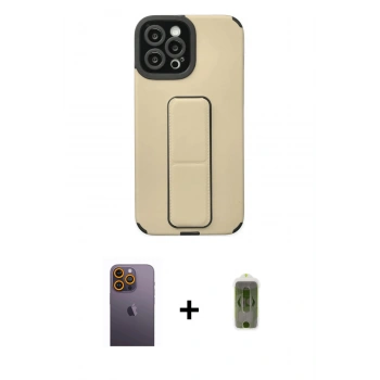 MARSİLYAN™- iPhone 12 Pro Max Kılıf Çekirdek Yansıma - Siyah Joko Magic 5D Hayalet Cam + Neon Fosforlu Kamera Lens - SI