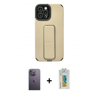 MARSİLYAN™- iPhone 12 Pro Max Kılıf Çekirdek Yansıma - Siyah Polymer Nano Ekran Koruyucu + Neon Fosforlu Kamera Lens - BZ