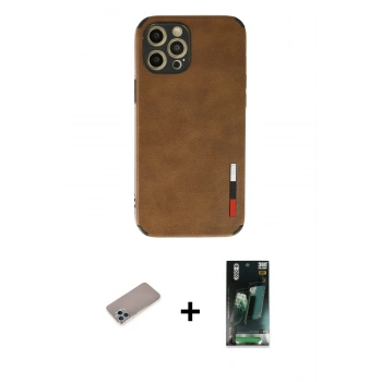 MARSİLYAN™- iPhone 12 Pro Max Kılıf Doruk Asil Koleksiyonu - Şeffaf 360 Full Body Arka Koruyucu + Shine Kamera Lens Koruma Cam - SABE