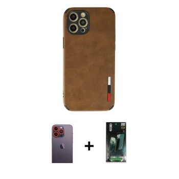MARSİLYAN™- iPhone 12 Pro Max Kılıf Doruk Asil Koleksiyonu - Şeffaf 360 Full Body Arka Koruyucu + Neon Fosforlu Kamera Lens - TU