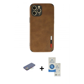 MARSİLYAN™- iPhone 12 Pro Max Kılıf Doruk Asil Koleksiyonu - Şeffaf Royal Nano Ekran Koruyucu + Renkli Kamera Lens Koruma Cam - MI