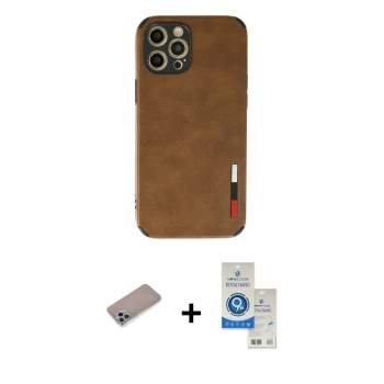 MARSİLYAN™- iPhone 12 Pro Max Kılıf Doruk Asil Koleksiyonu - Şeffaf Royal Nano Ekran Koruyucu + Shine Kamera Lens Koruma Cam - SABE
