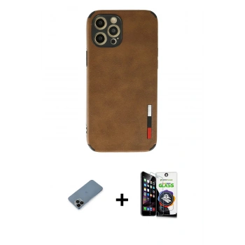 MARSİLYAN™- iPhone 12 Pro Max Kılıf Doruk Asil Koleksiyonu - Şeffaf Temperli Cam Ekran Koruyucu + Shine Kamera Lens Koruma Cam - SH