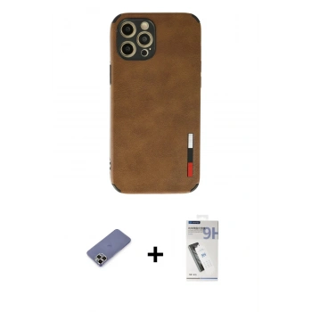 MARSİLYAN™- iPhone 12 Pro Max Kılıf Doruk Asil Koleksiyonu - Şeffaf Uv Polymer Nano Ekran Koruyucu + Metal Kamera Lens Koruma Cam - GD
