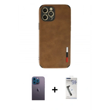 MARSİLYAN™- iPhone 12 Pro Max Kılıf Doruk Asil Koleksiyonu - Şeffaf Uv Polymer Nano Ekran Koruyucu + Neon Fosforlu Kamera Lens - MI