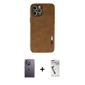 MARSİLYAN™- iPhone 12 Pro Max Kılıf Doruk Asil Koleksiyonu - Şeffaf Uv Polymer Nano Ekran Koruyucu + Neon Fosforlu Kamera Lens - BZ