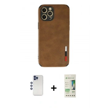 MARSİLYAN™- iPhone 12 Pro Max Kılıf Doruk Asil Koleksiyonu - Siyah 20D Premium Cam Ekran Koruyucu + Shine Kamera Lens - LT