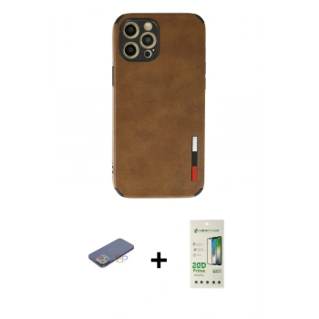 MARSİLYAN™- iPhone 12 Pro Max Kılıf Doruk Asil Koleksiyonu - Siyah 20D Premium Cam Ekran Koruyucu + Renkli Kamera Lens Koruma Cam - MI