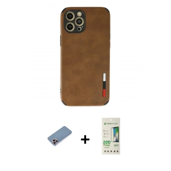 MARSİLYAN™- iPhone 12 Pro Max Kılıf Doruk Asil Koleksiyonu - Siyah 20D Premium Cam Ekran Koruyucu + Shine Kamera Lens Koruma Cam - PE