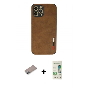 MARSİLYAN™- iPhone 12 Pro Max Kılıf Doruk Asil Koleksiyonu - Siyah 20D Premium Cam Ekran Koruyucu + Shine Kamera Lens Koruma Cam - SABE