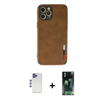 MARSİLYAN™- iPhone 12 Pro Max Kılıf Doruk Asil Koleksiyonu - Siyah 360 Mat Full Body Arka Koruyucu + Shine Kamera Lens - LT
