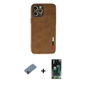 MARSİLYAN™- iPhone 12 Pro Max Kılıf Doruk Asil Koleksiyonu - Siyah 360 Mat Full Body Arka Koruyucu + Shine Kamera Lens Koruma Cam - SH