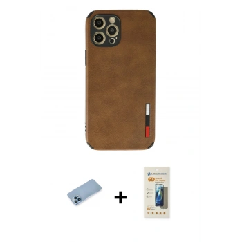 MARSİLYAN™- iPhone 12 Pro Max Kılıf Doruk Asil Koleksiyonu - Siyah 6D Mat Seramik Hayalet Nano Ekran Koruyucu + Shine Kamera Lens Koruma Cam - MI