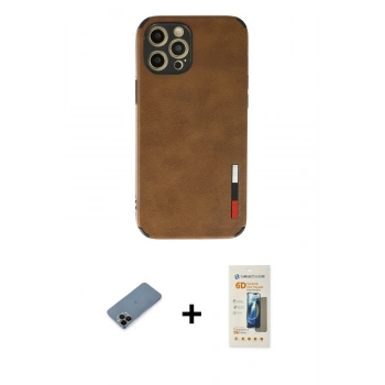 MARSİLYAN™- iPhone 12 Pro Max Kılıf Doruk Asil Koleksiyonu - Siyah 6D Mat Seramik Hayalet Nano Ekran Koruyucu + Shine Kamera Lens Koruma Cam - SH