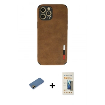 MARSİLYAN™- iPhone 12 Pro Max Kılıf Doruk Asil Koleksiyonu - Siyah 6D Mat Seramik Hayalet Nano Ekran Koruyucu + Shine Kamera Lens Koruma Cam - GD