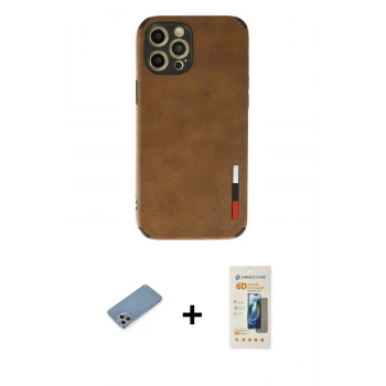 MARSİLYAN™- iPhone 12 Pro Max Kılıf Doruk Asil Koleksiyonu - Siyah 6D Mat Seramik Hayalet Nano Ekran Koruyucu + Shine Kamera Lens Koruma Cam - GS