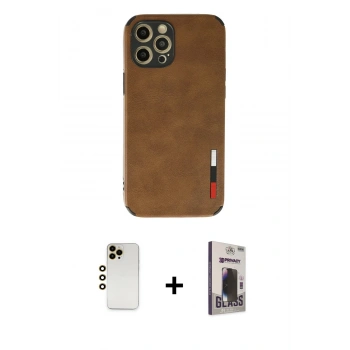 MARSİLYAN™- iPhone 12 Pro Max Kılıf Doruk Asil Koleksiyonu - Siyah Bilvis Hayalet Cam Ekran Koruyucu + Shine Kamera Lens - GD