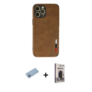 MARSİLYAN™- iPhone 12 Pro Max Kılıf Doruk Asil Koleksiyonu - Siyah Bilvis Hayalet Cam Ekran Koruyucu + Shine Kamera Lens Koruma Cam - MI