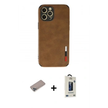 MARSİLYAN™- iPhone 12 Pro Max Kılıf Doruk Asil Koleksiyonu - Siyah Bilvis Hayalet Cam Ekran Koruyucu + Shine Kamera Lens Koruma Cam - SABE