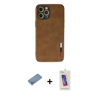 MARSİLYAN™- iPhone 12 Pro Max Kılıf Doruk Asil Koleksiyonu - Siyah Joko 5D Cam + Shine Kamera Lens Koruma Cam - GS