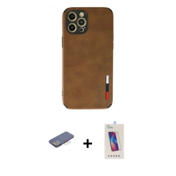 MARSİLYAN™- iPhone 12 Pro Max Kılıf Doruk Asil Koleksiyonu - Siyah Joko 5D Cam + Renkli Kamera Lens Koruma Cam - MI