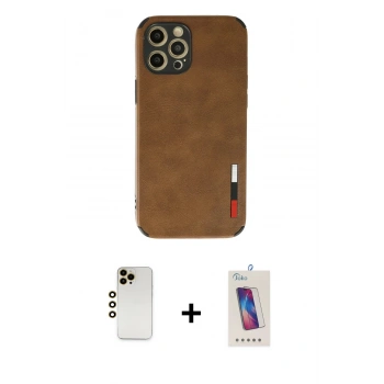 MARSİLYAN™- iPhone 12 Pro Max Kılıf Doruk Asil Koleksiyonu - Siyah Joko 5D Cam + Shine Kamera Lens - GD